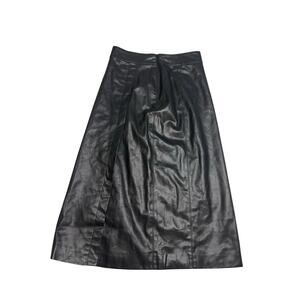 Treasure & Bond Black Faux Leather Midi Skirt –SZ XS